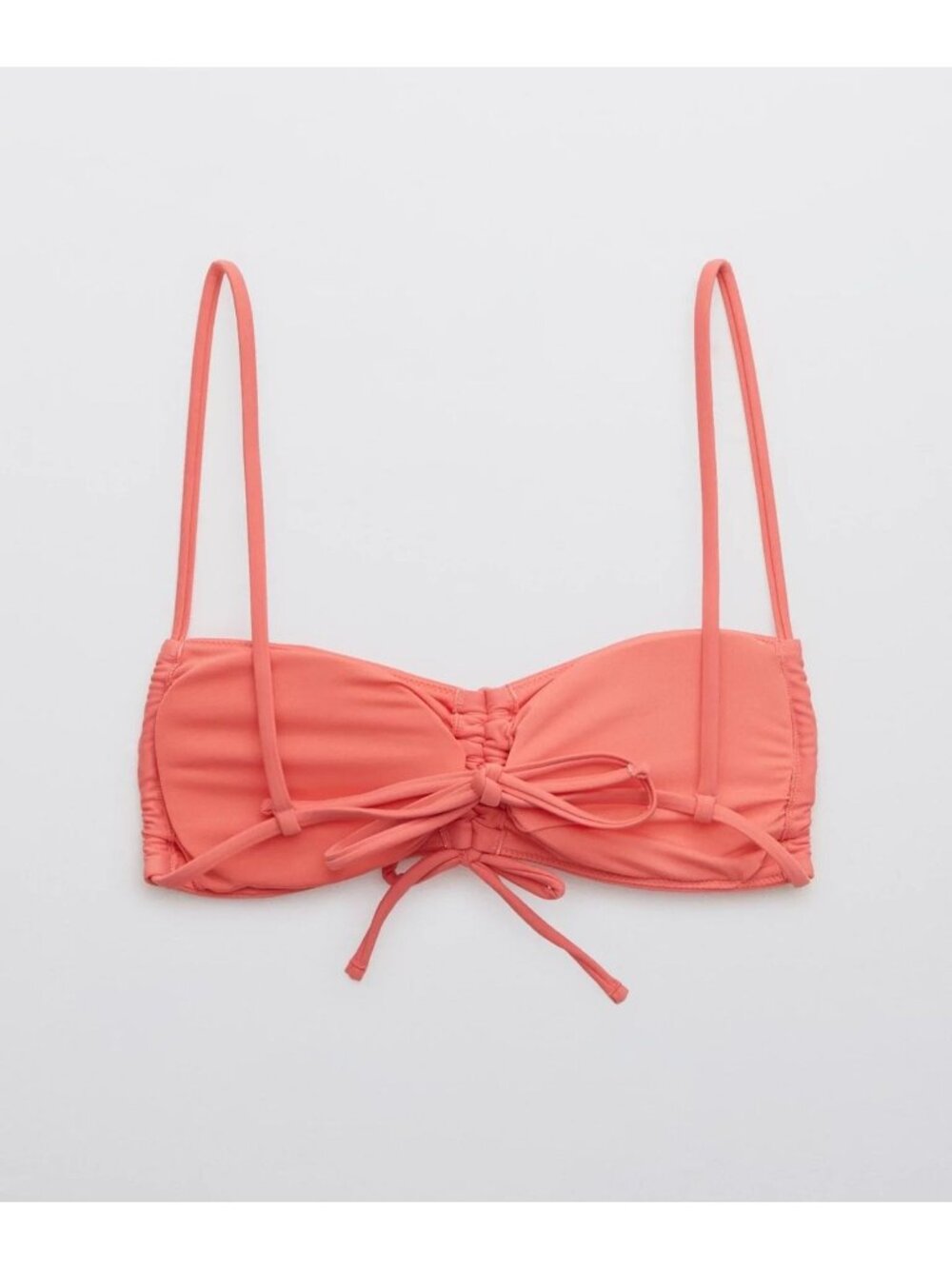 NWT Aerie Pink Coral Bandeau Ruched Bikini Top - Size: Small - Picture 7 of 10